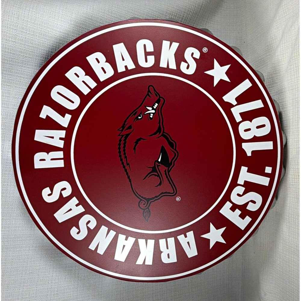 FOCO Arkansas Razorbacks Est. 1871 Round Metal Wall Plaque Sign Logo Hanging